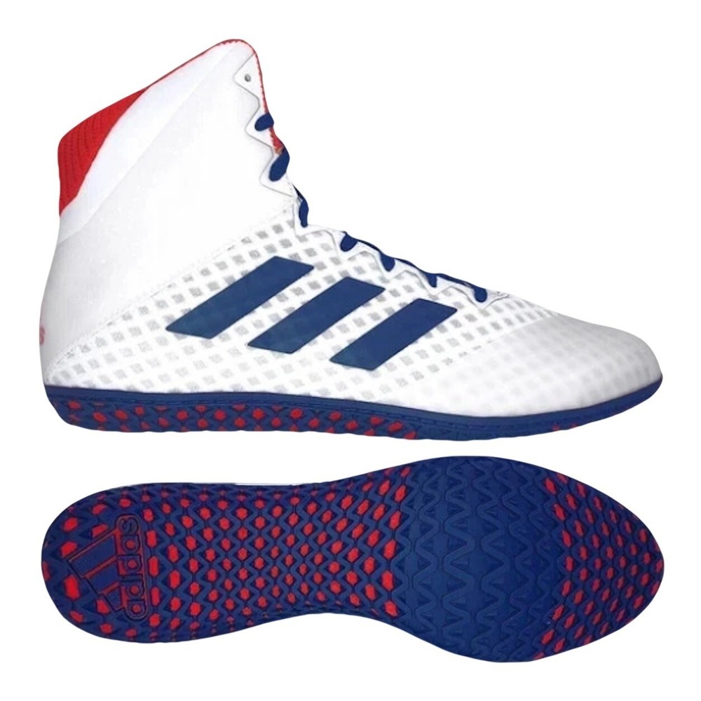 Adidas BC0533 Mat Wizard 4 Mens Size 11 Wrestling Shoes High Top White/Blue